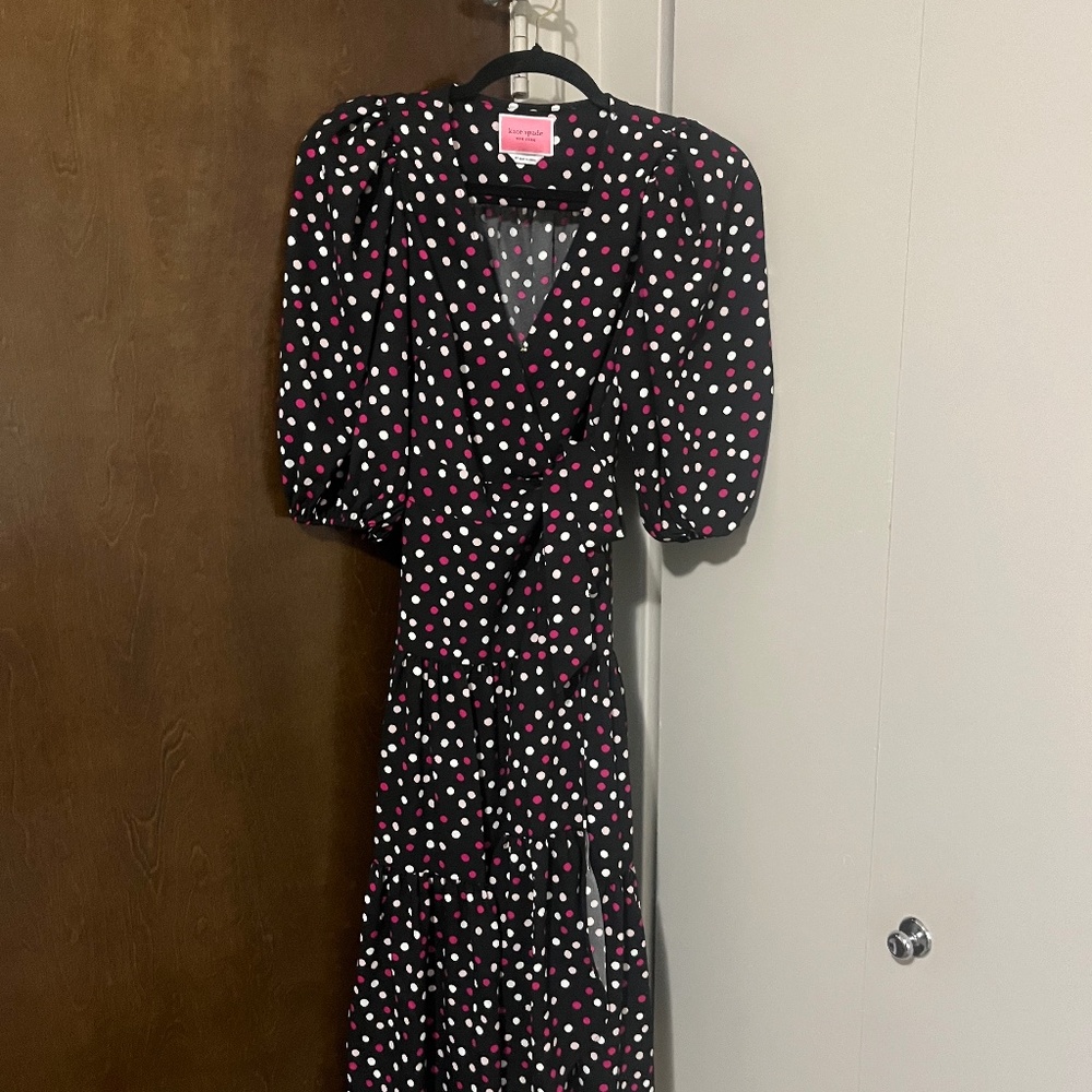 kate spade glimmer dot wrap dress